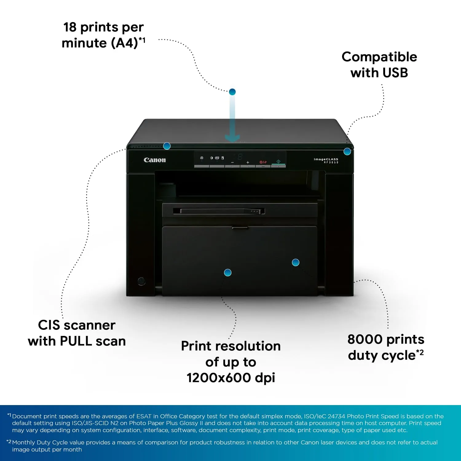 Canon Laser Printer MF3010 A4 Multi Function view 2